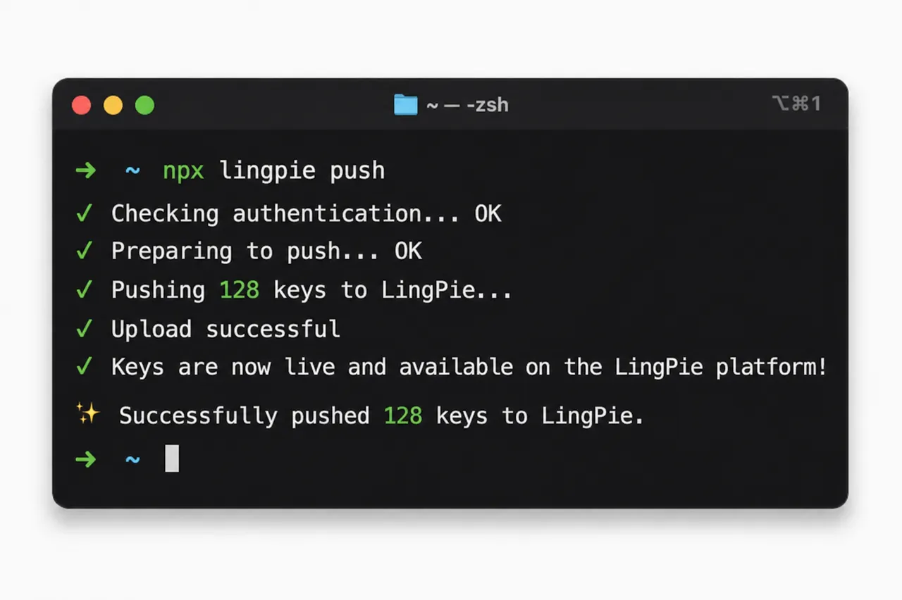 Push translations with npx lingpie push