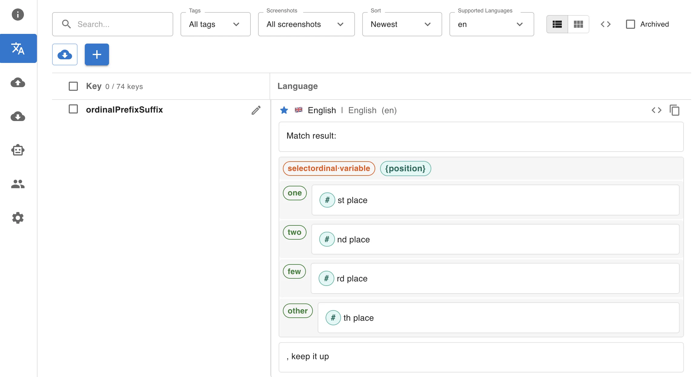 Translation workspace screenshot