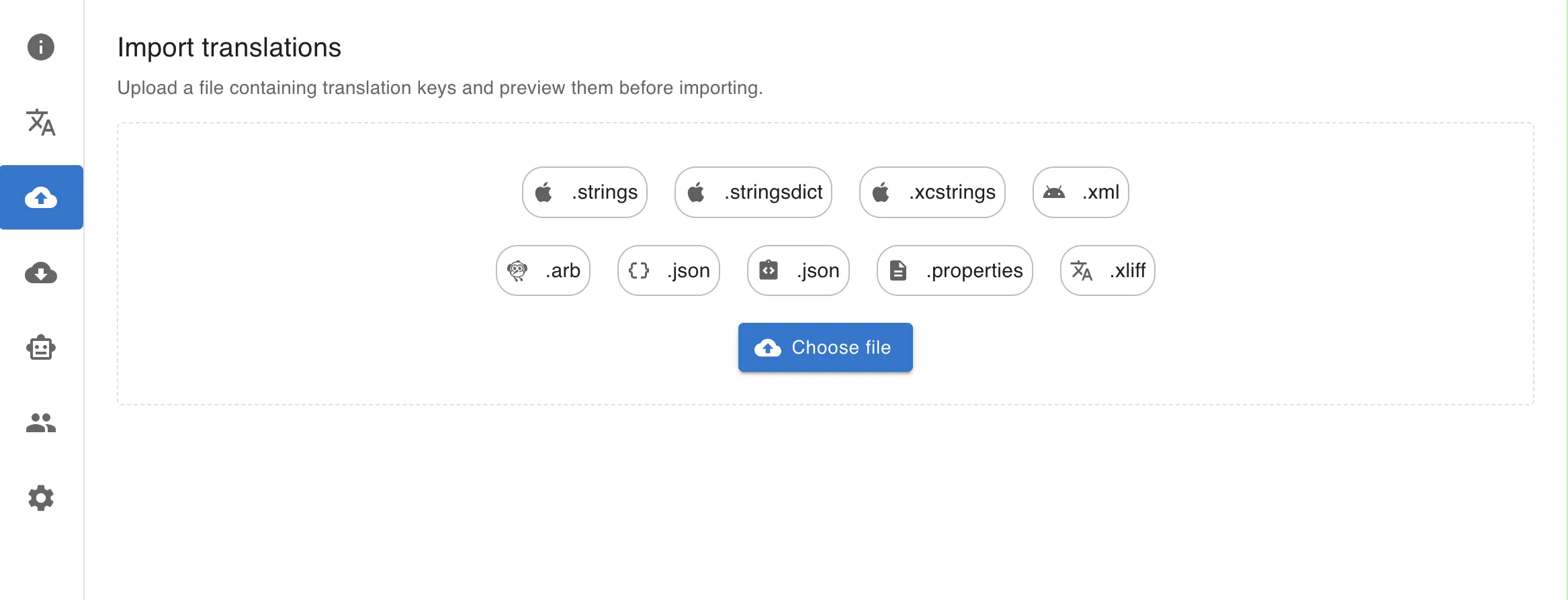 Import & export screenshot